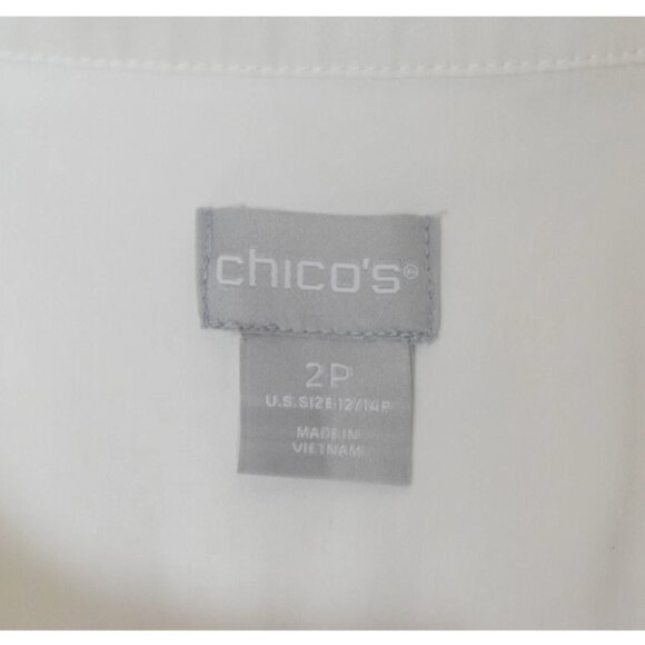 CHICO'S COTTON POPLIN WHITE BILLOW-SLEEVE TOP - Picture 7 of 8